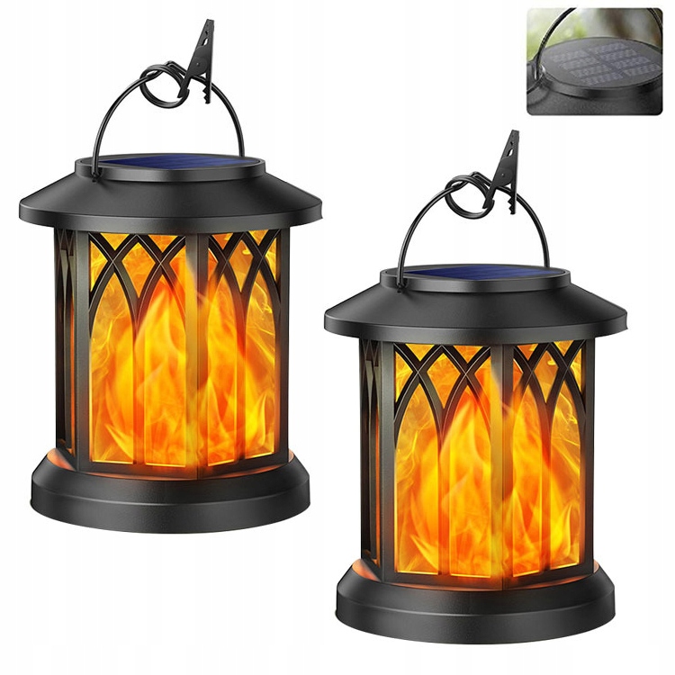 Solárna lampa, čierna, 15 cm, 2 ks.